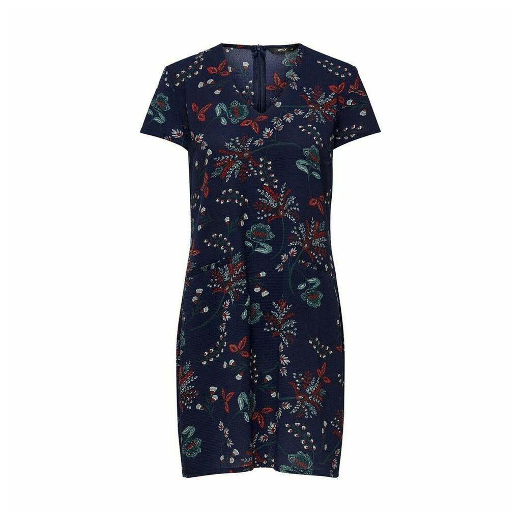 Floral Print Knee-Length Dress with Long Sleeves
