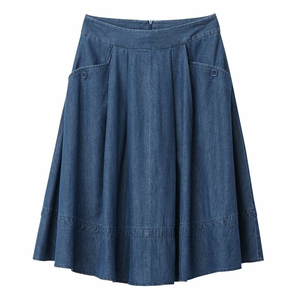 Denim Two Pocket Midi Skirt
