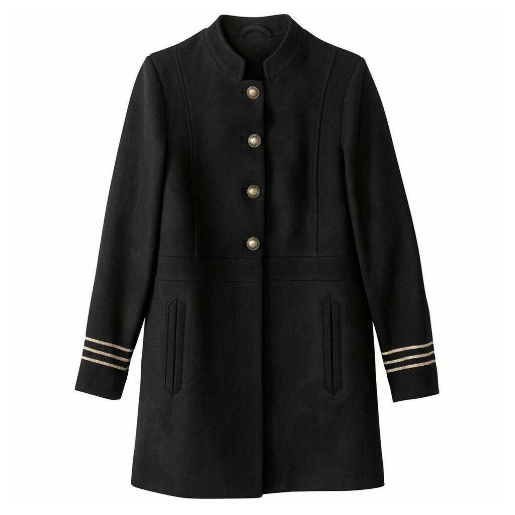 Military Style Wool Blend Coat