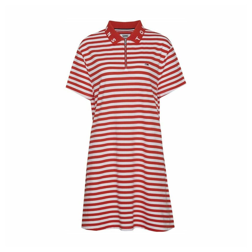 Cotton Essential Stripe Polo Dress with Zip Front