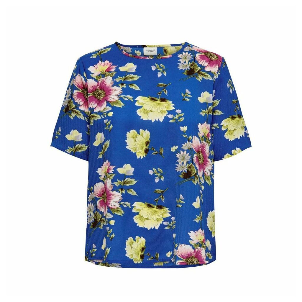 Jdyhero Floral Print Crew Neck Blouse with 3/4 Length Sleeves