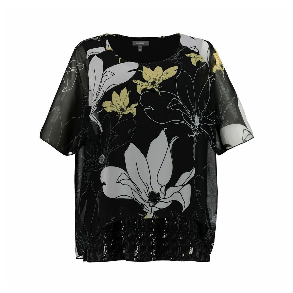 Floral Print Round Neck Blouse with Short Sleeves