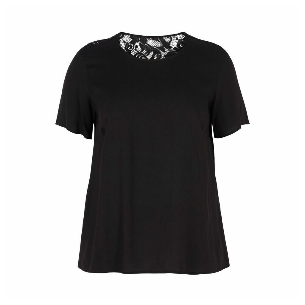 Lace Panel Short-Sleeved Blouse