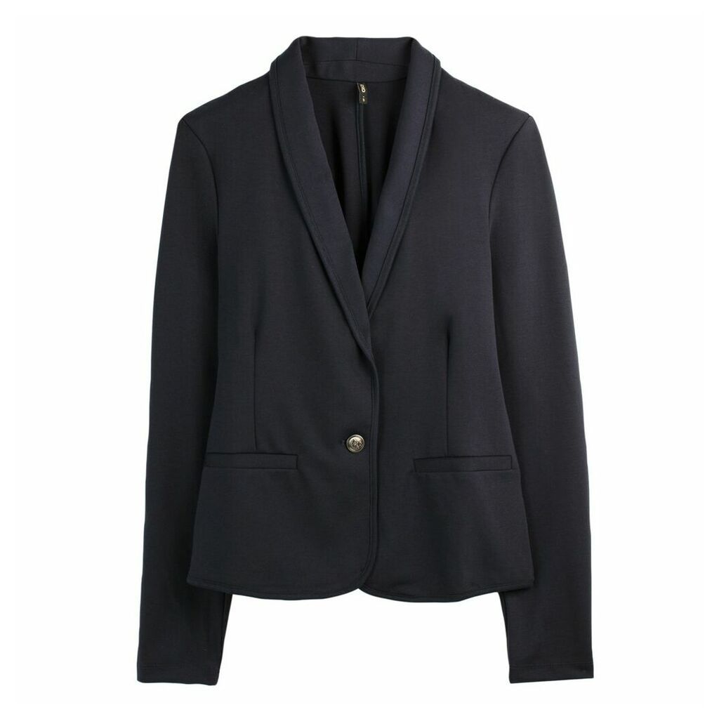 Single-Breasted Jersey Blazer with One Button Fastening