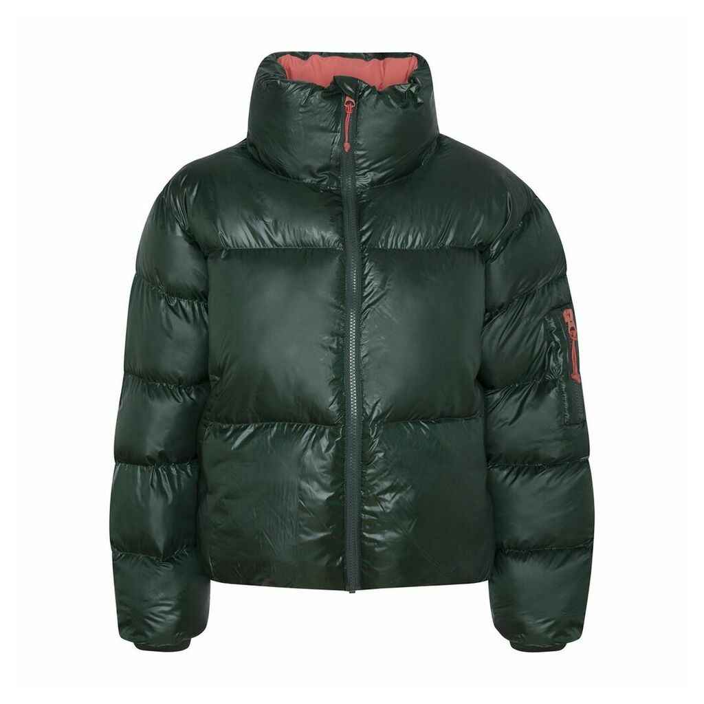 Short Padded Puffer Jacket with High Neck and Pockets