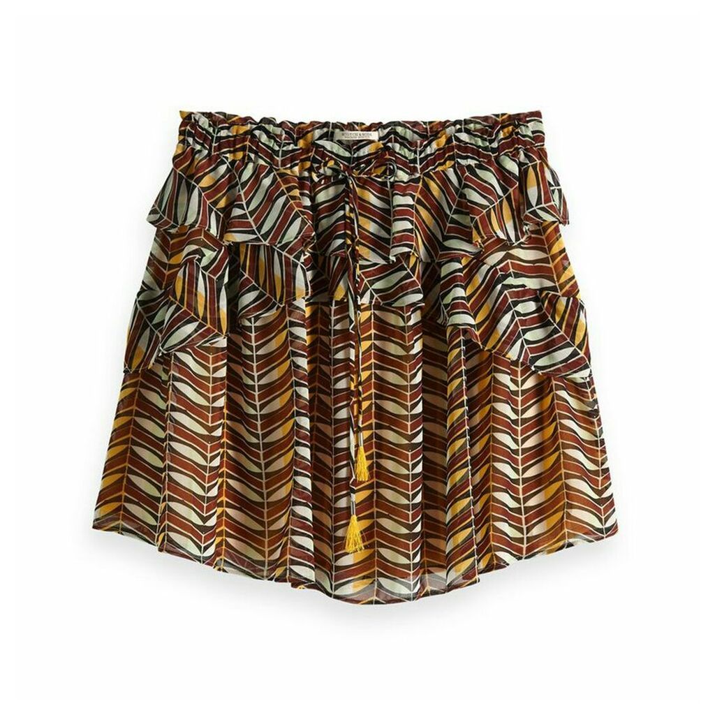 Printed Ruffled Mini Skirt