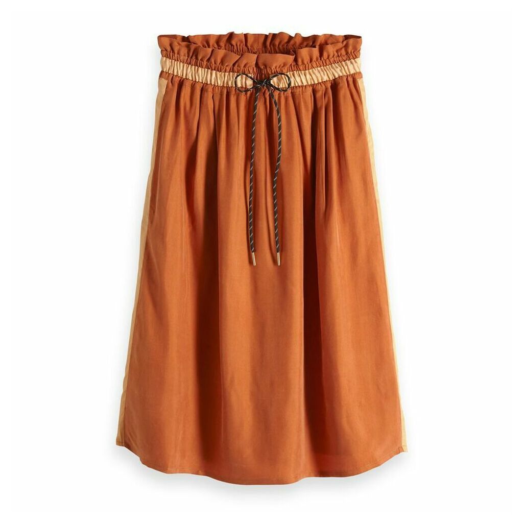 Two-Tone Full Midi Skirt