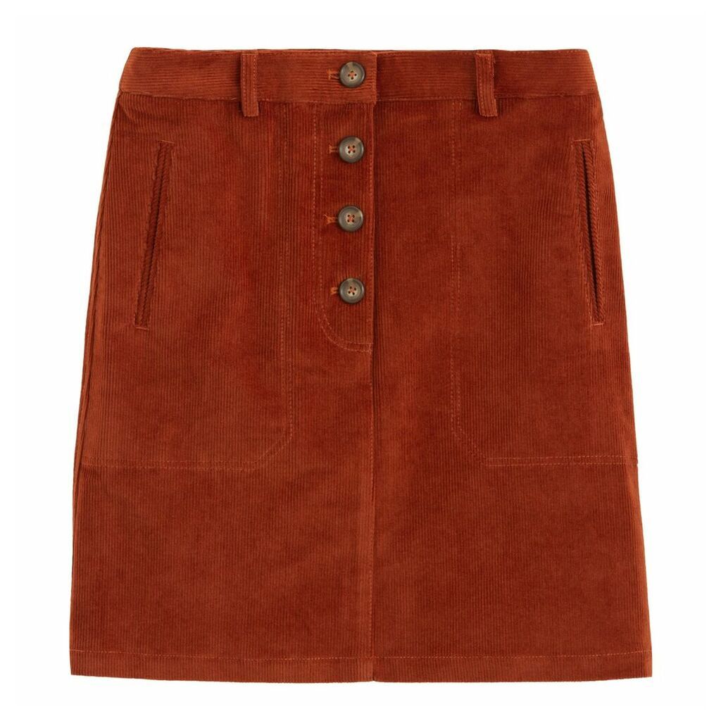 Corduroy Short Skirt with Buttons