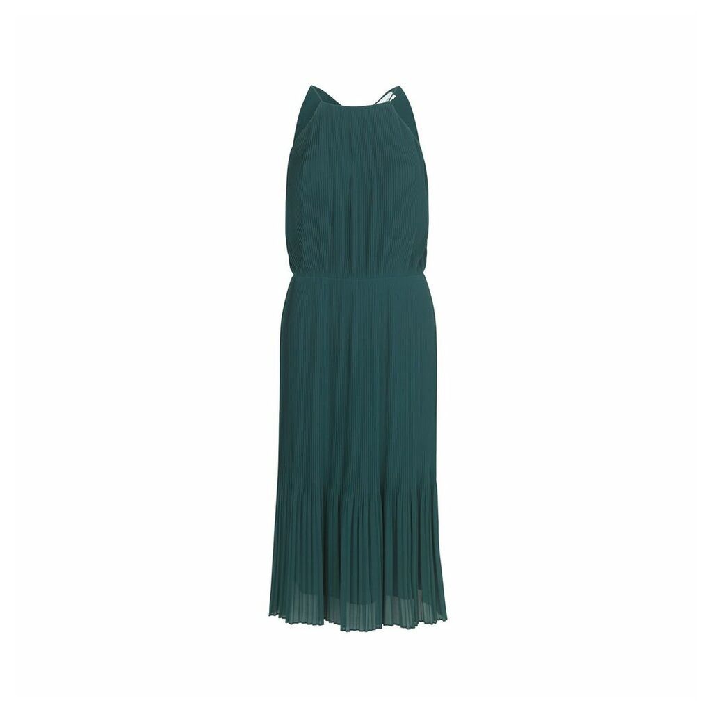 Pleated Dress with Shoestring Straps