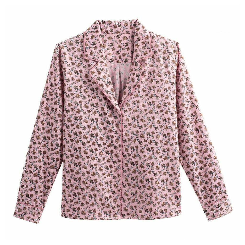 Floral Print Cotton Shirt with Tailored Collar