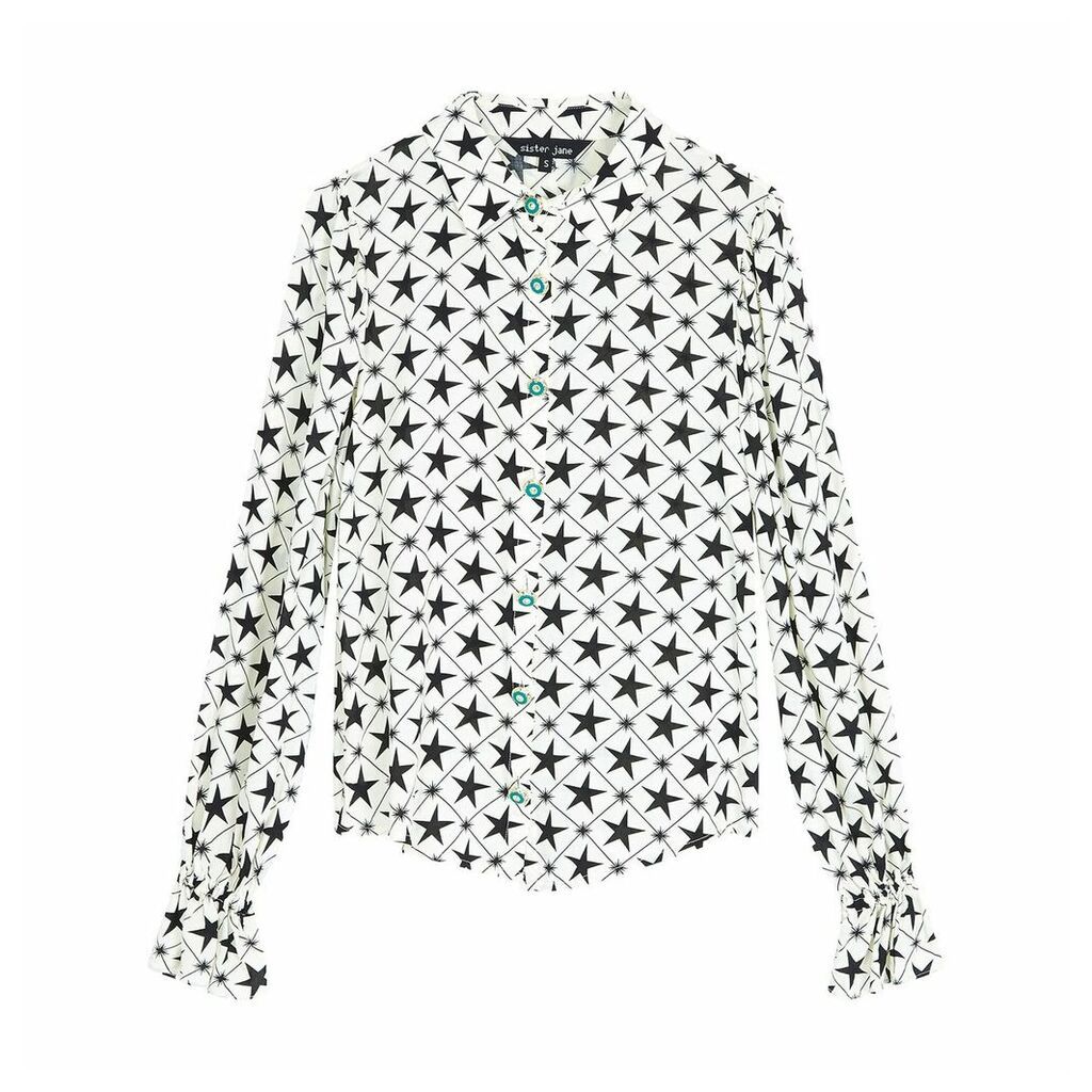 Star Print Shirt with Jewelled Buttons