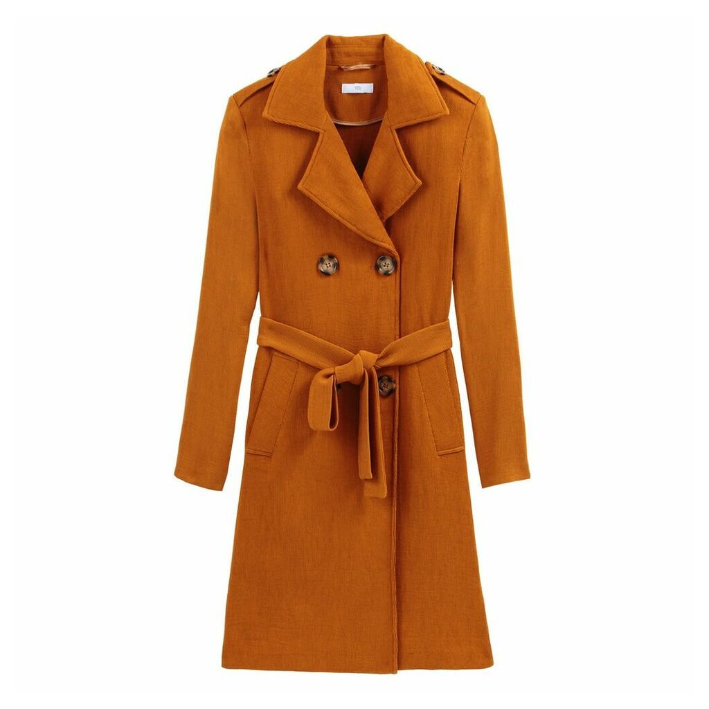 Double-Breasted Trench Coat in Cotton Mix