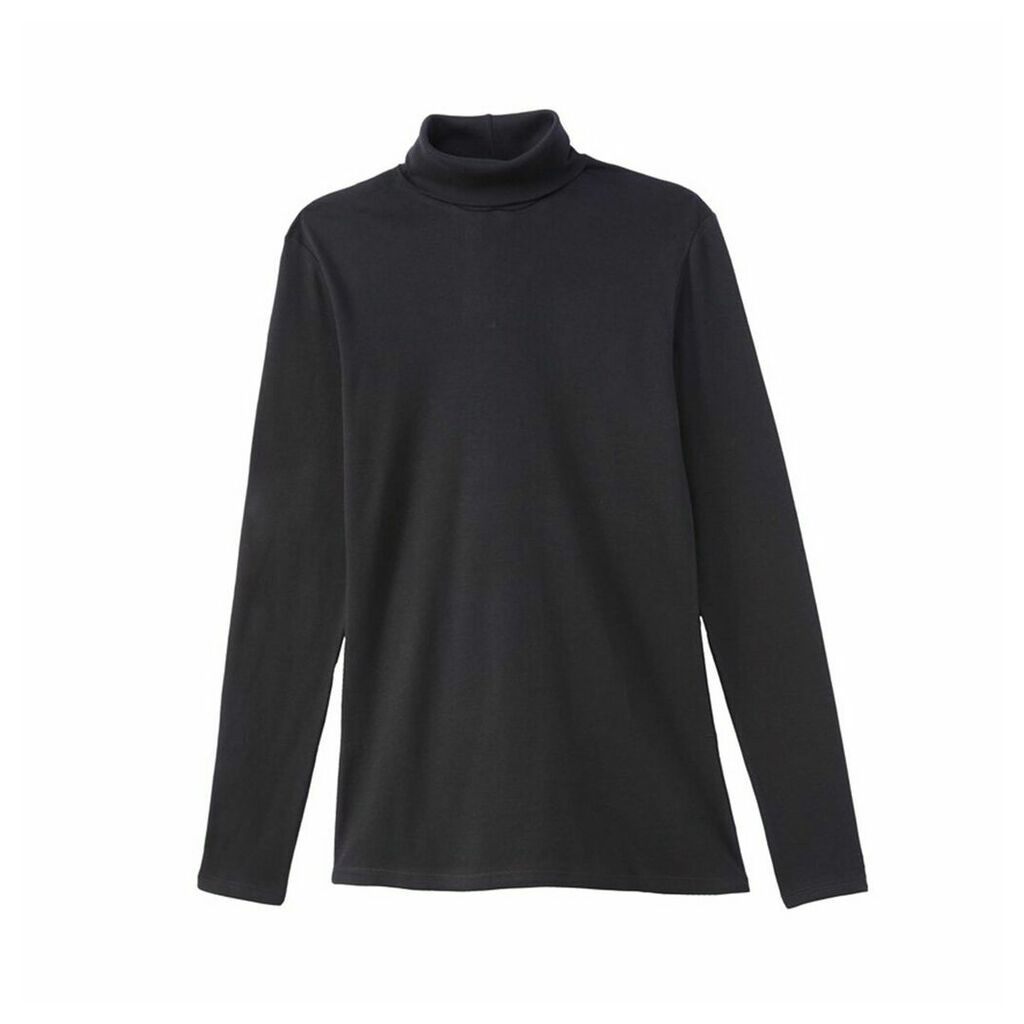 Cotton Long-Sleeved T-Shirt with Roll-Neck