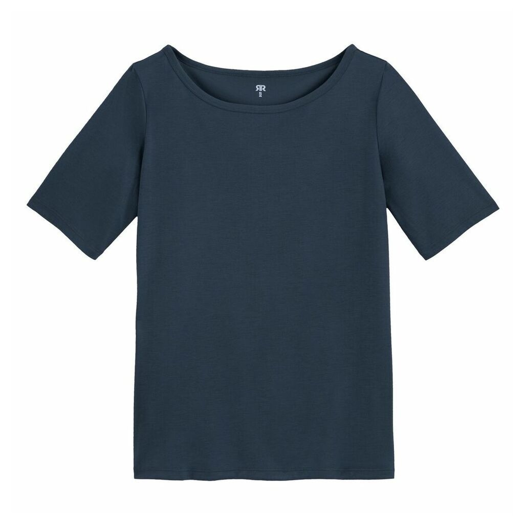 Short-Sleeved T-Shirt with Boat Neck
