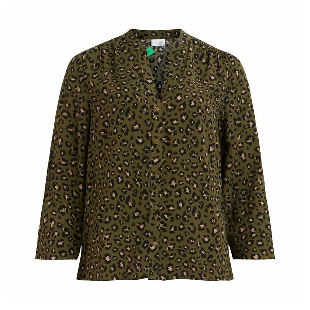 Leopard Print Blouse with 3/4 Length Sleeves