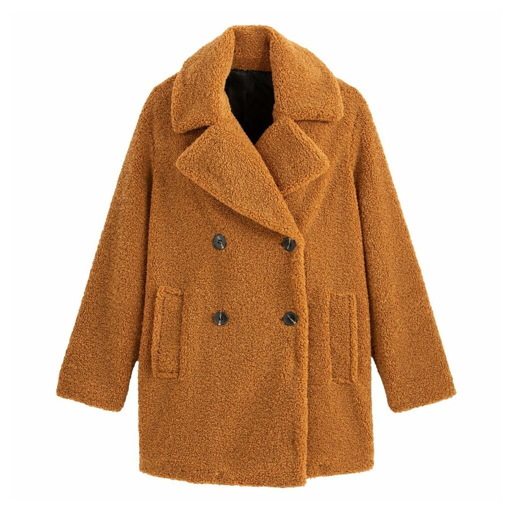 Teddy Faux Fur Coat with Double-Breasted Buttons
