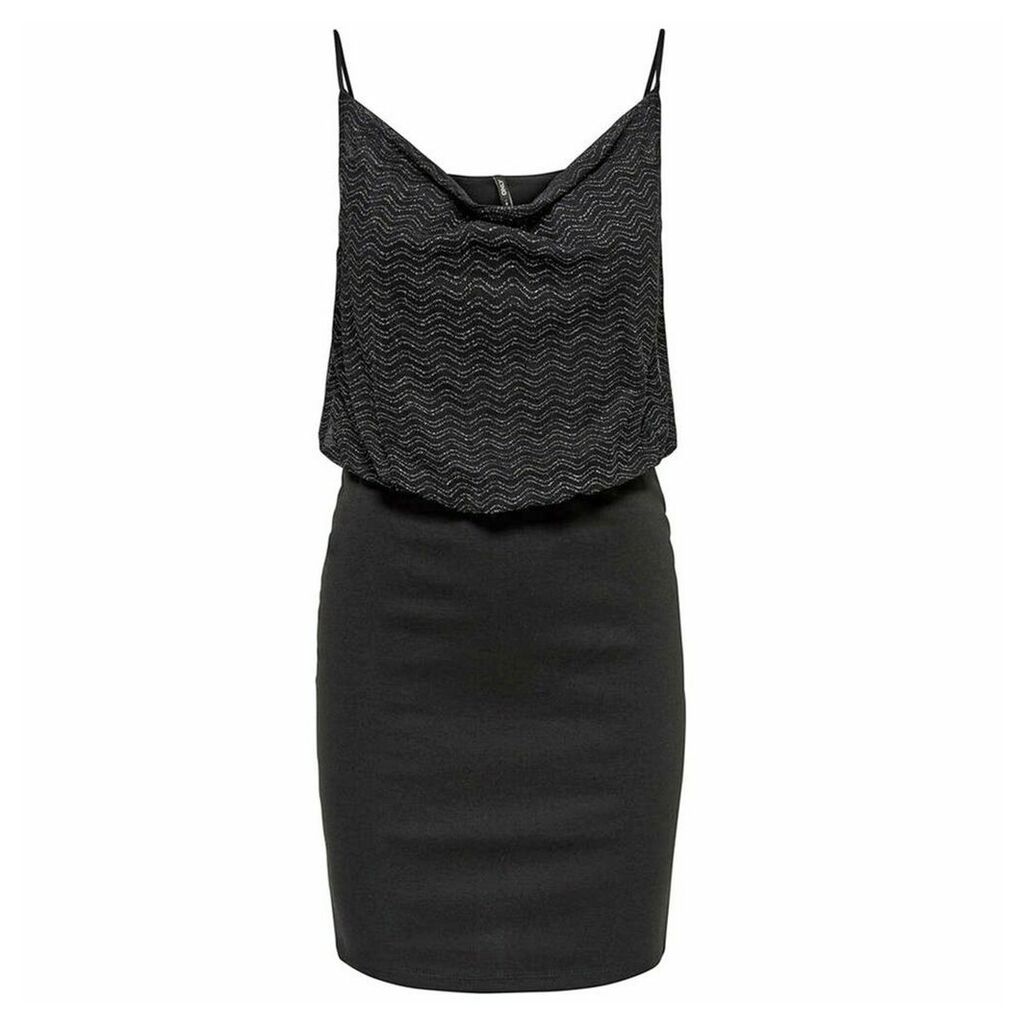 Low Cowl Neck Dress with Metallic Detail