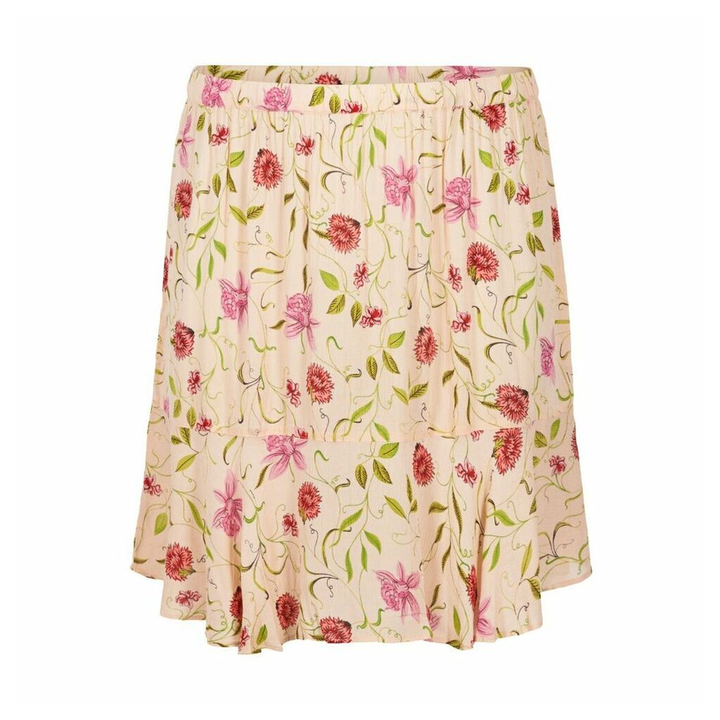 Floral Print Short Flared Skirt