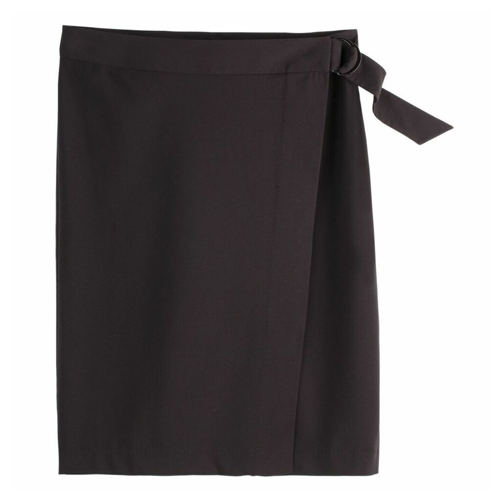 Wrapover Skirt with Buckled Belt