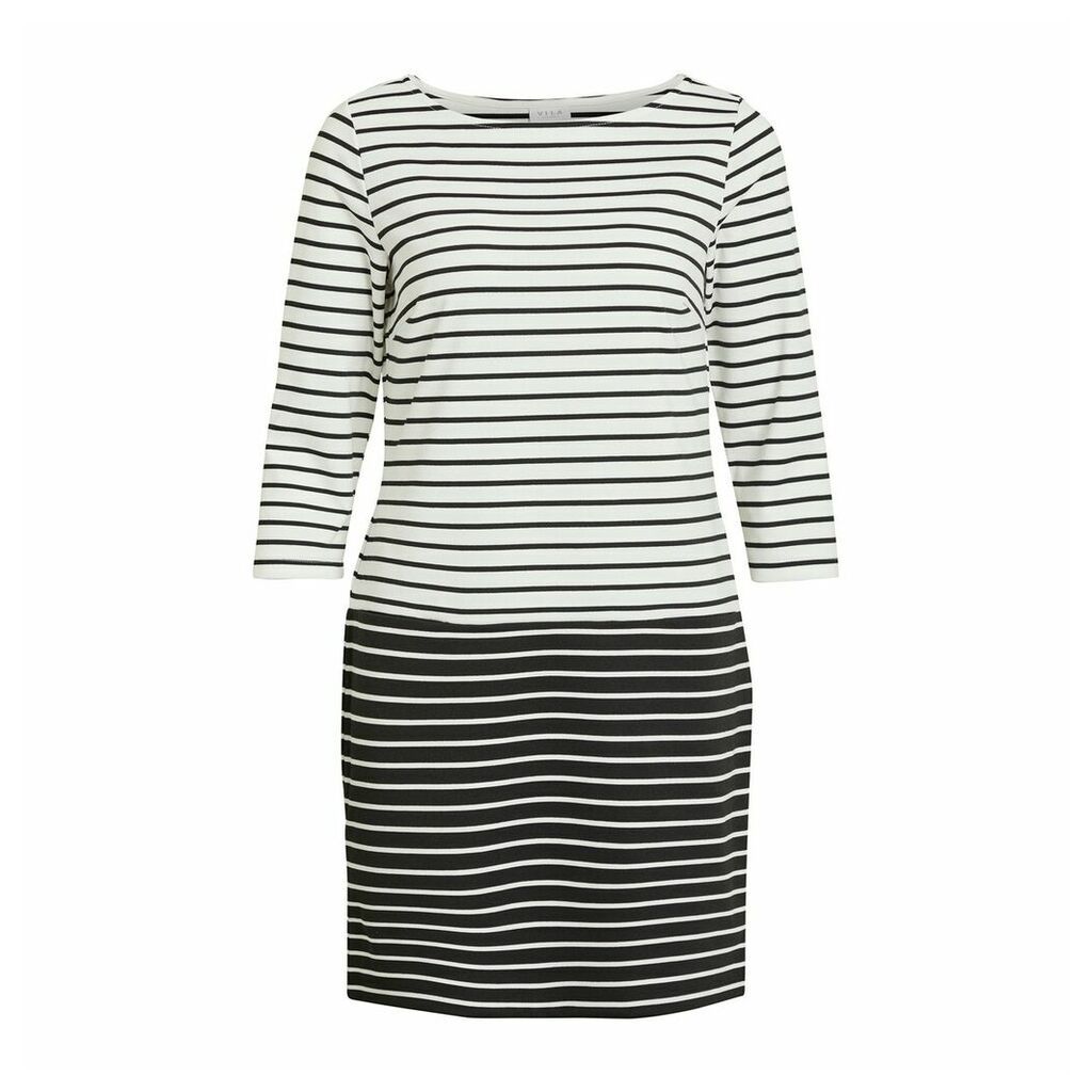 Breton Striped Shift Dress with Long Sleeves