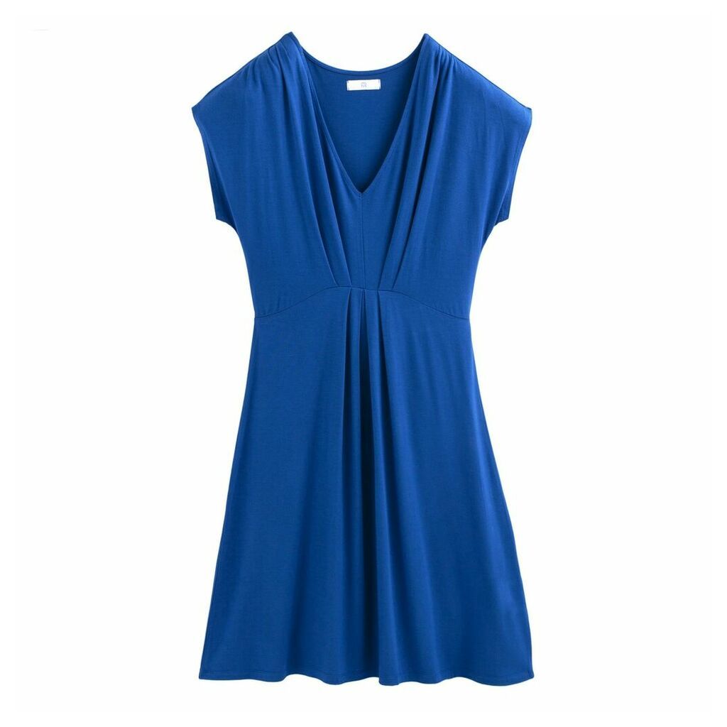 Pleated Flared Jersey Dress