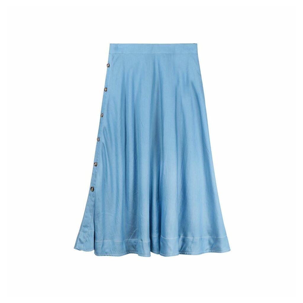 Side Buttoning Flared Skirt
