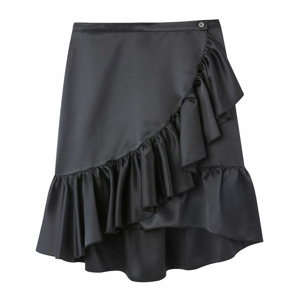 Ruffled Knee-Length Wrapover Skirt