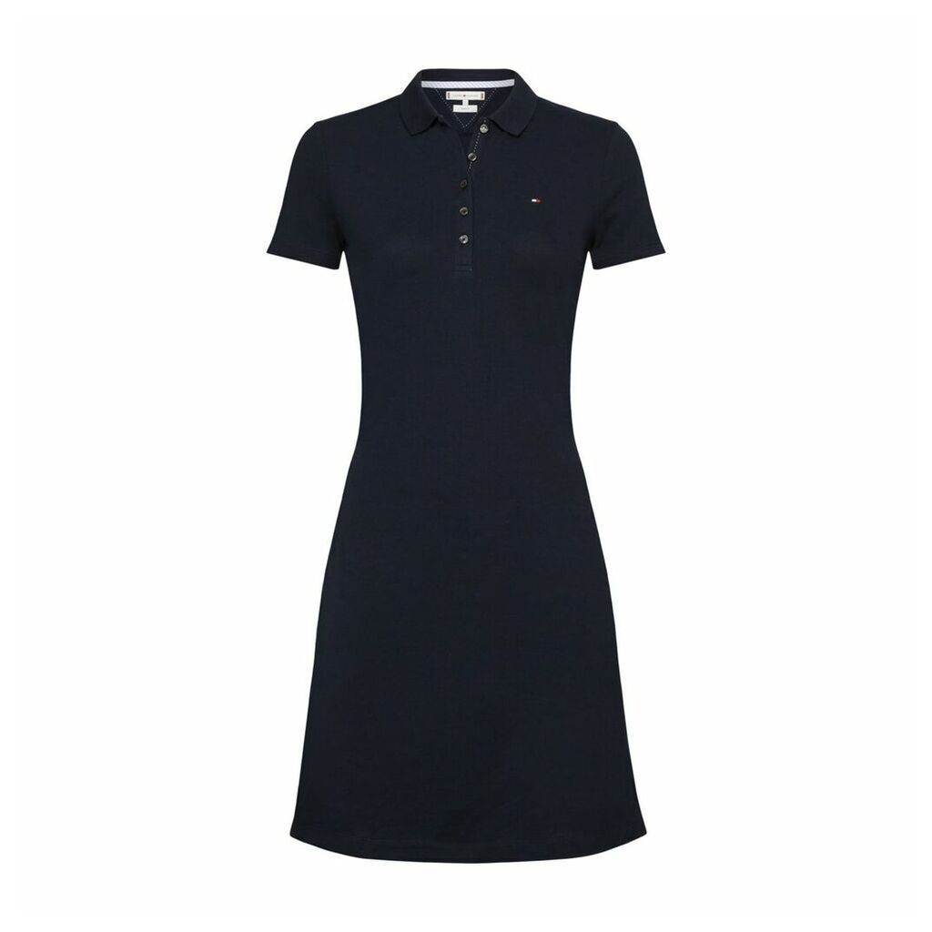 Short Stretch Cotton Polo Dress with Short Sleeves
