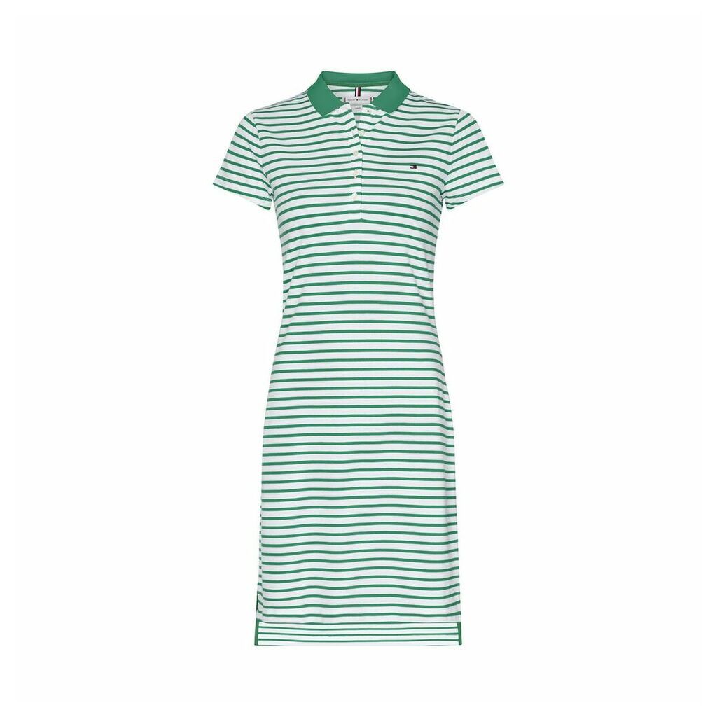 Striped Cotton Polo Dress with Short Sleeves