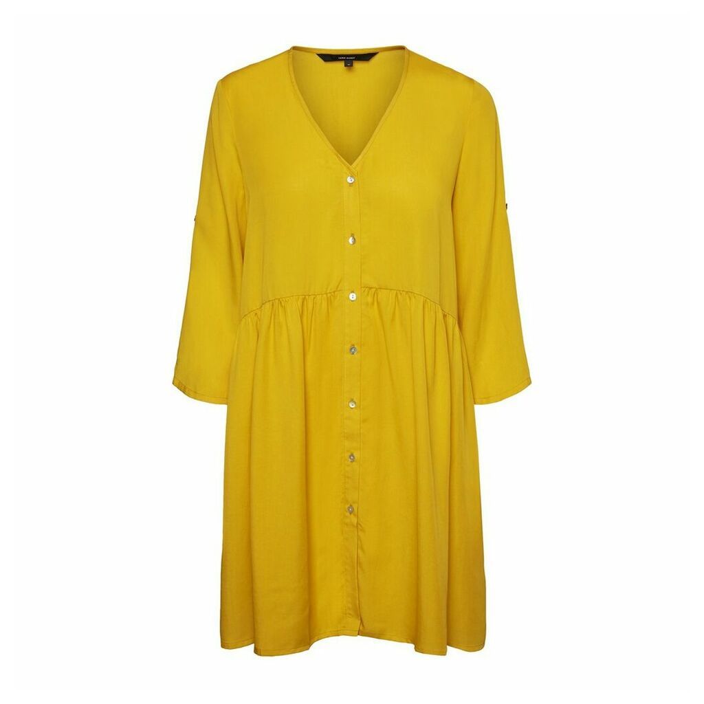 Short Button-Through Dress with 3/4 Length Sleeves