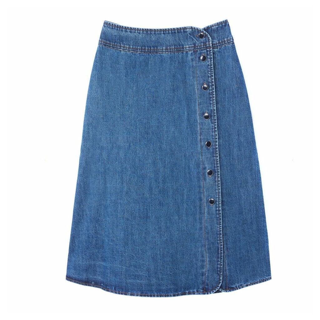 Denim Midi Skirt with Buttons