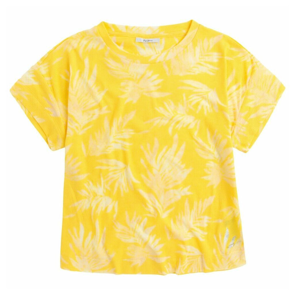 Floral Print Short-Sleeved Crew Neck T-Shirt