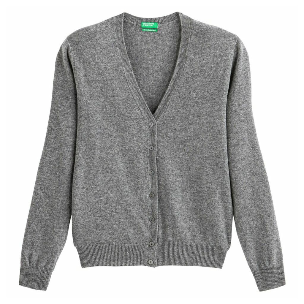 Wool Buttoned Cardigan with V-Neck