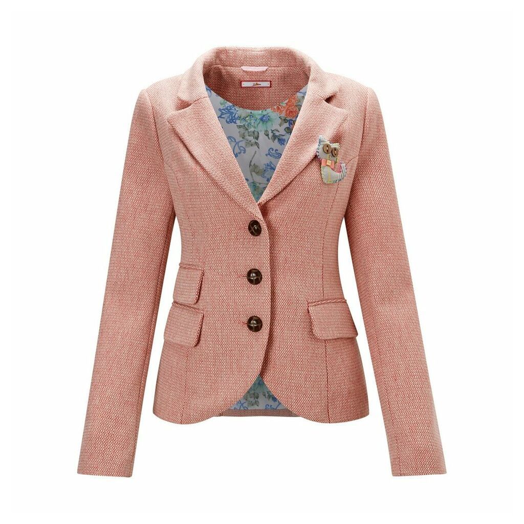 Fitted Single-Breasted Blazer with Cat Brooch