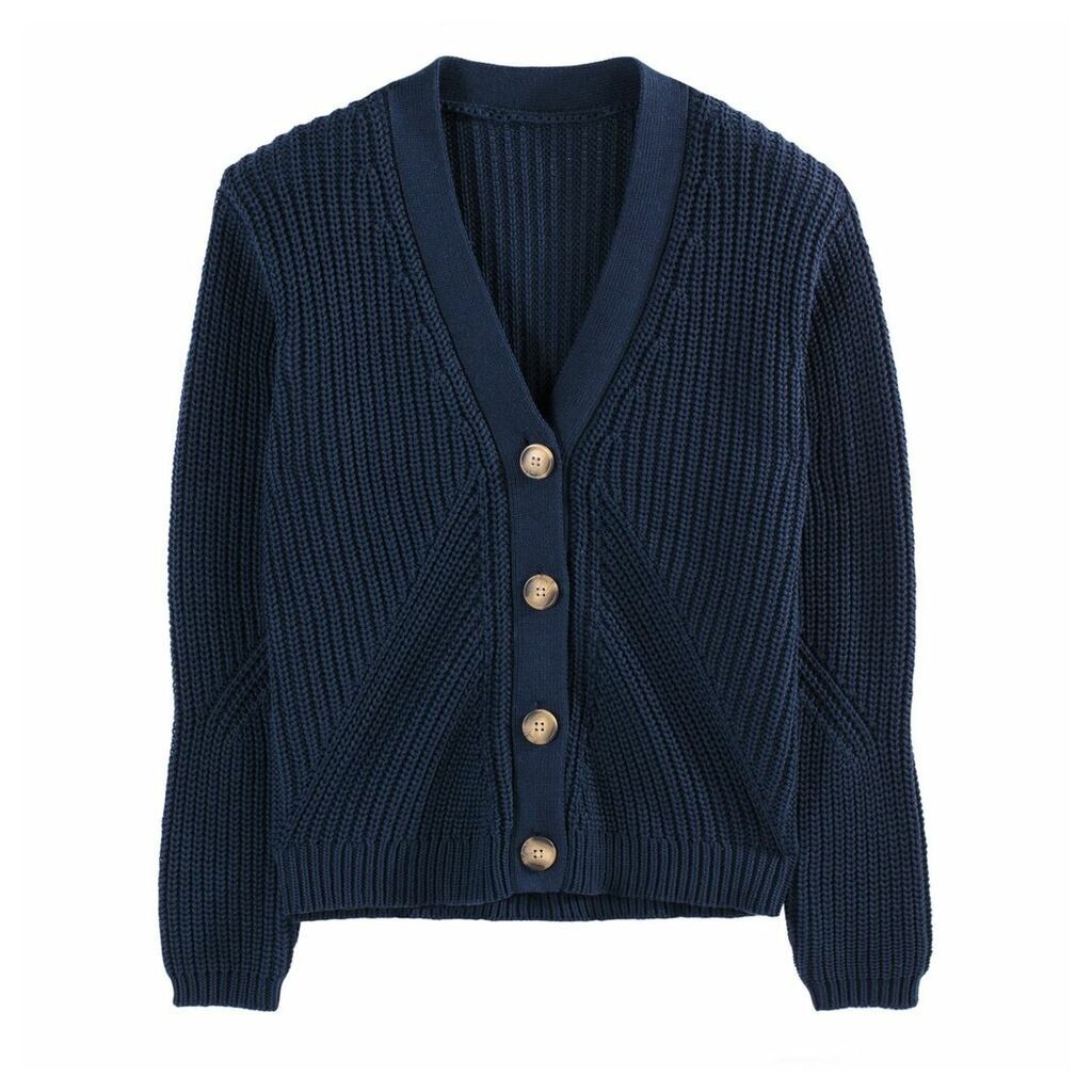 Cotton Chunky Knit Buttoned Cardigan