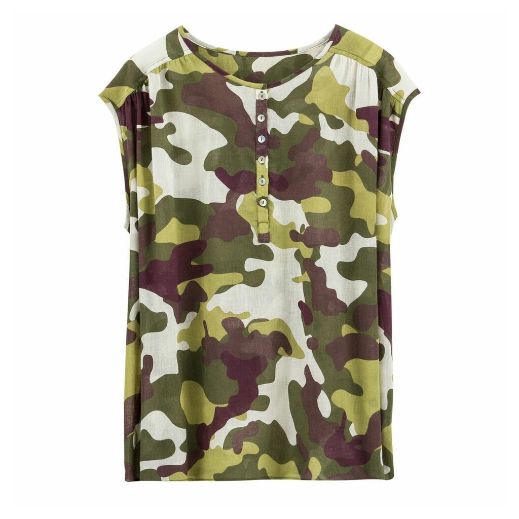 Camouflage Buttoned Top