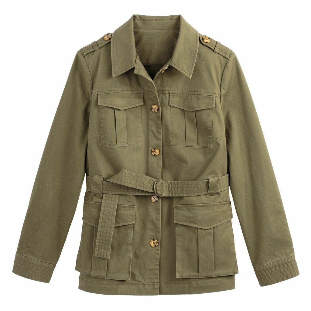 Cotton Fitted Utility Jacket with Pockets