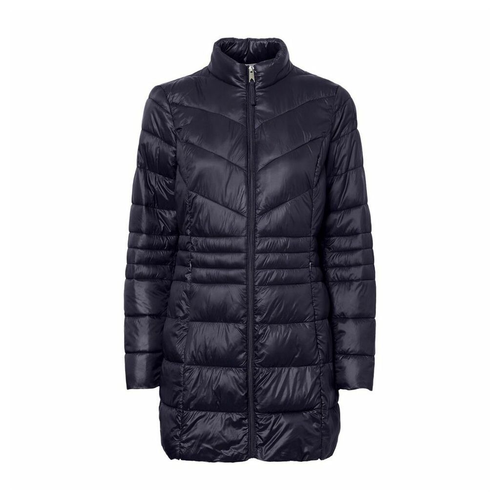 Mid-Length Padded Jacket with High Neck and Pockets