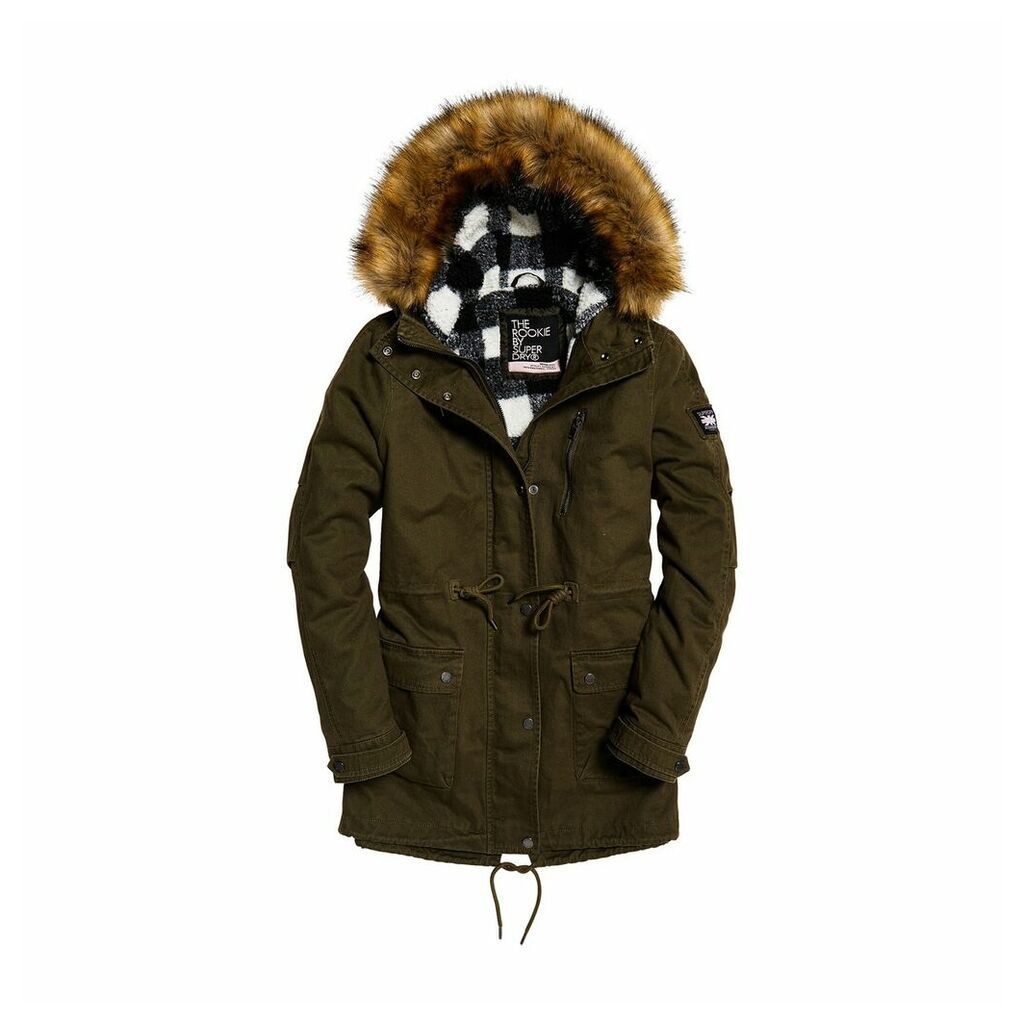 Arizona Rookie Cotton Mid-Length Parka with Faux Fur Hood and Pockets