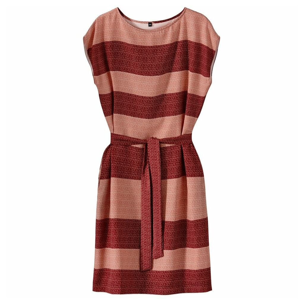 Stripe Print Belted Dress