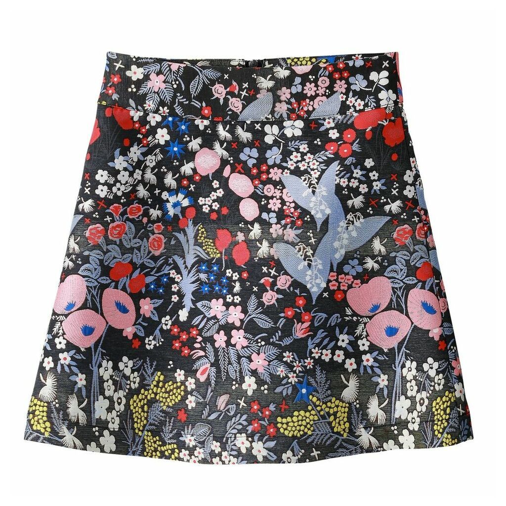 Short Floral Jacquard Skirt