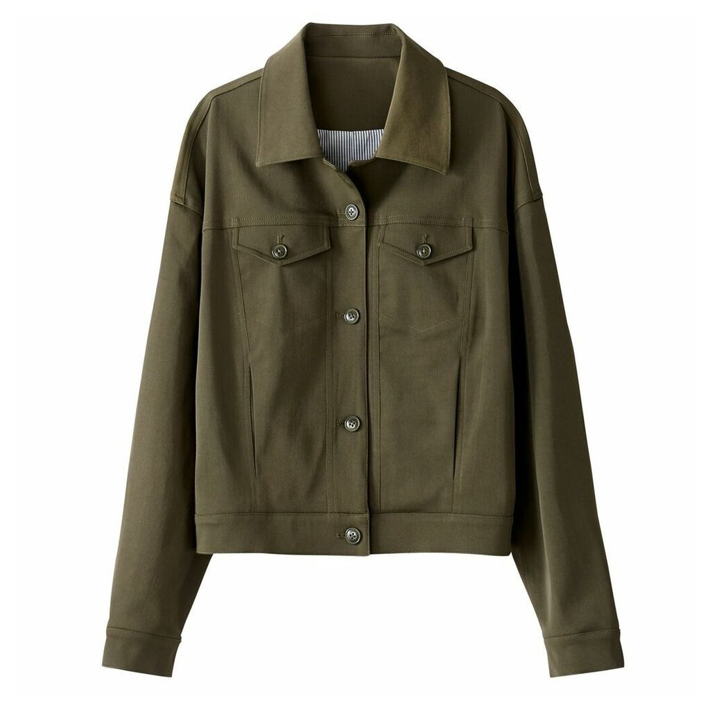 Straight-Cut Buttoned Military-Style Jacket