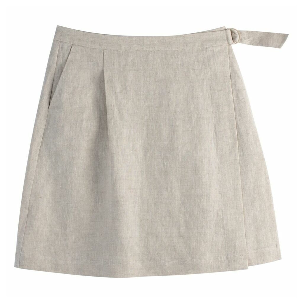 Linen Two Pocket Wrapover Skirt