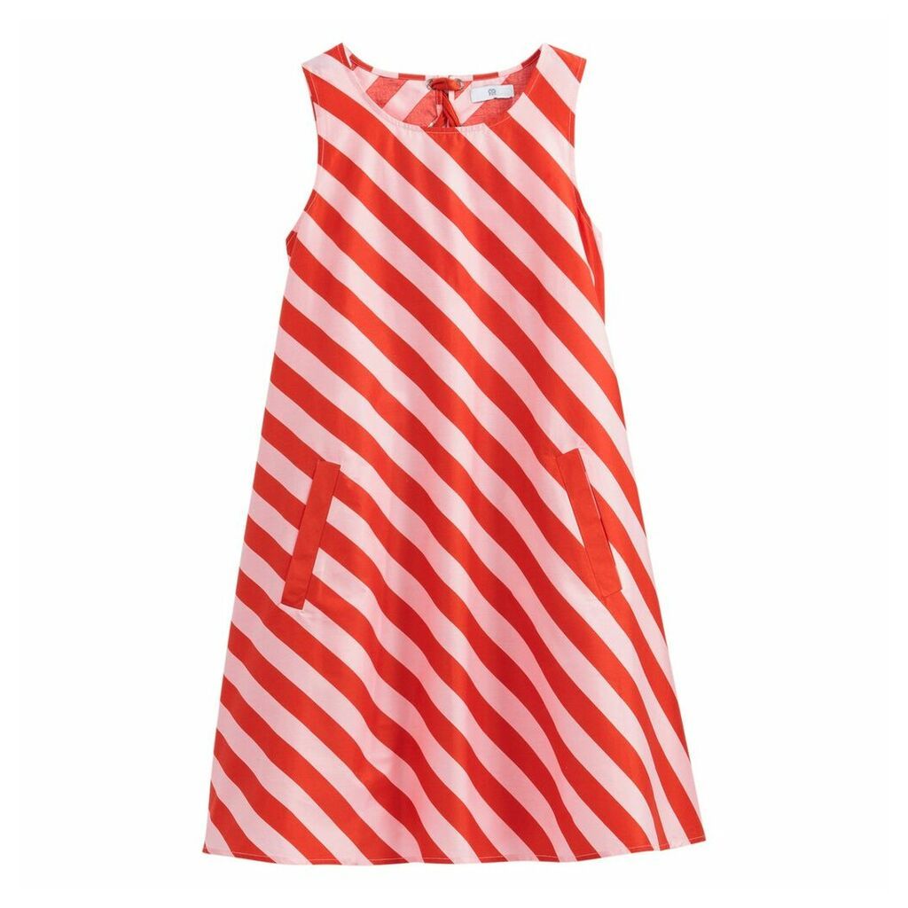 Striped Swing Cotton Dress with Tie-Back