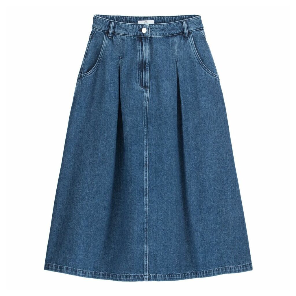 Denim Full Mid-Length Skirt