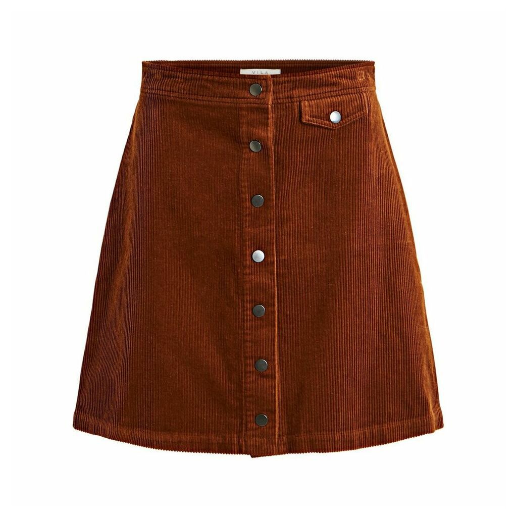 Buttoned Corduroy Skirt
