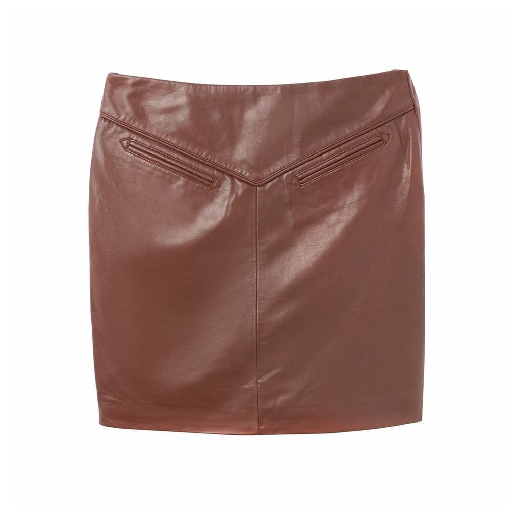 Leather Straight Mini Skirt
