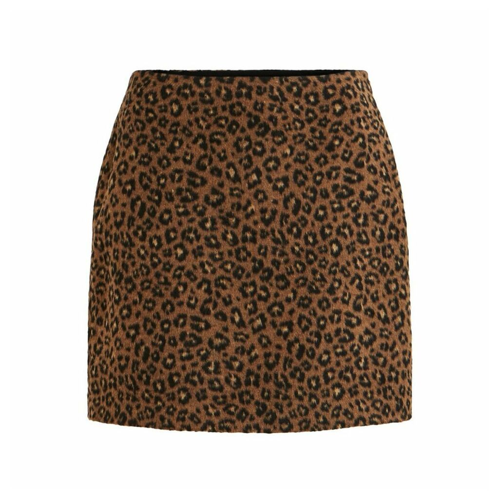Short Straight Skirt in Leopard Print