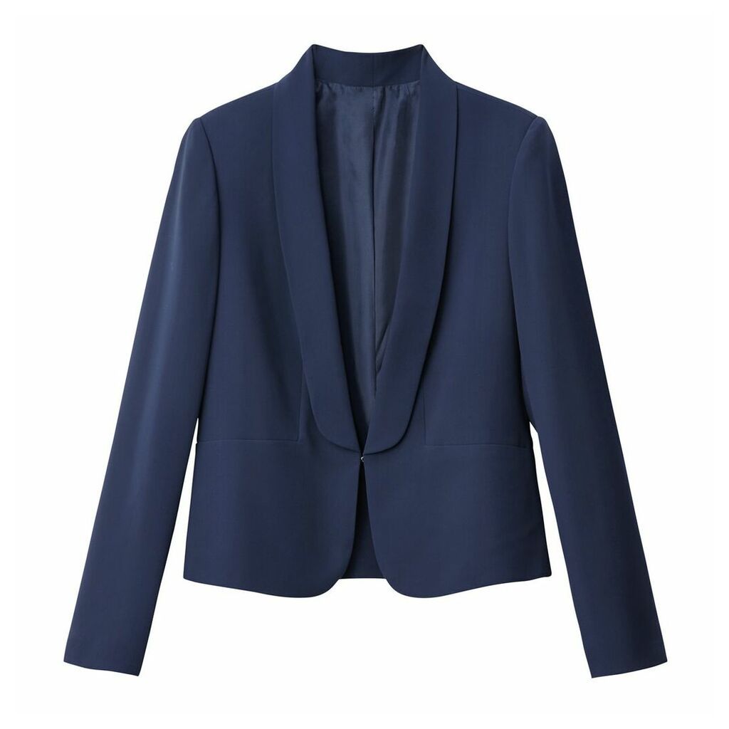 Lightweight Fitted Blazer-Style Jacket with Large Shawl Collar