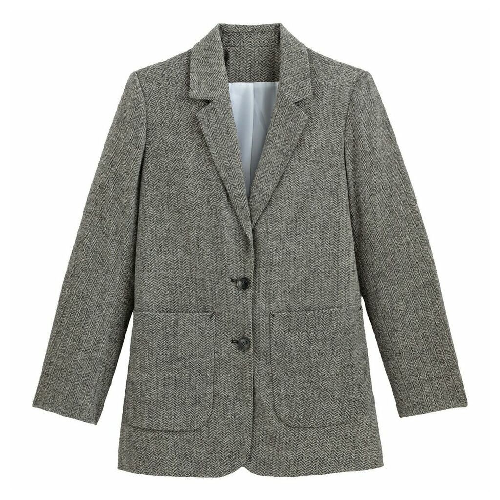 Straight Single-Breasted Blazer with Buttons